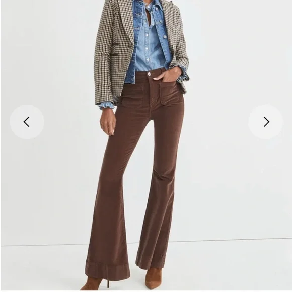 Veronica Beard Sheridan Bell Bottom Flare Corduroy Pants in Brown Size 25 - Picture 3 of 15